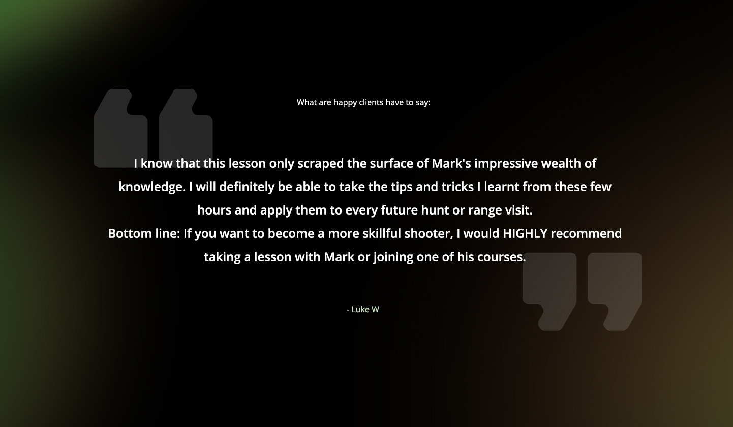 West Coast Long Range precision shooting testimonial from hunting course.